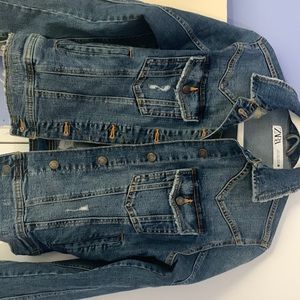 Zara distressed denim jean jacket